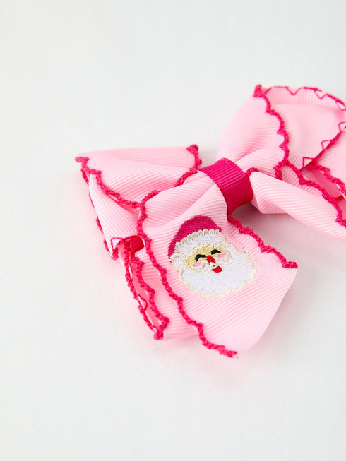 christmas-santa-claus-pink-bow-4-1-inch-hairpin-Sophia's Style--4